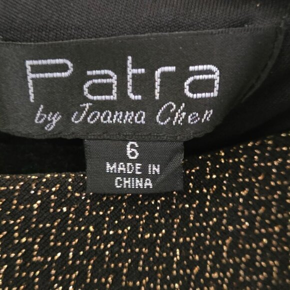 Patra By Joanna Chen Gold Shimmer Ruched Bodice Long Sleeve Maxi Dress Size 6 - Picture 5 of 6